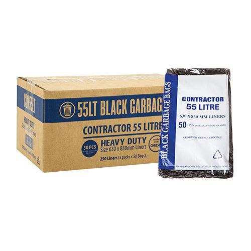 AP - CONTRACTOR BIN LINER 55LT BLACK 250