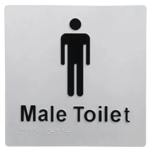 DA - MALE TOILET BRAILLE SIGN SILVER/BLK