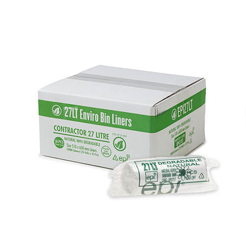 AP - DEGRADABLE BIN LINER WHITE 27LT