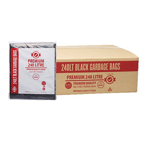 AP - PREMIUM BIN LINER 240LT BLACK 100X1