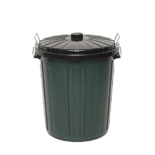 EDCO - PLASTIC GARBAGE BIN W/LID-GRN 73L