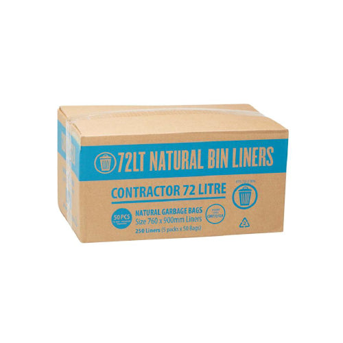 AP - CONTRACTOR BIN LINER 72L CLEAR 250