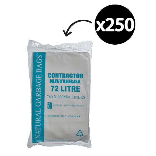 AP - CONTRACTOR BIN LINER 72L CLEAR 250