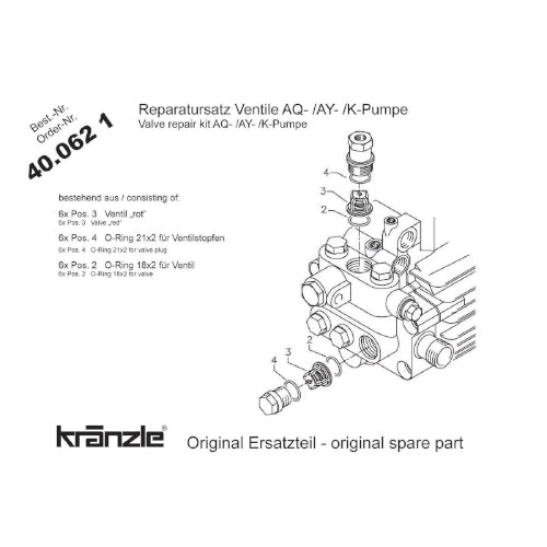 KRANZLE - VALVE & O-RING KIT- KQ1000 TST