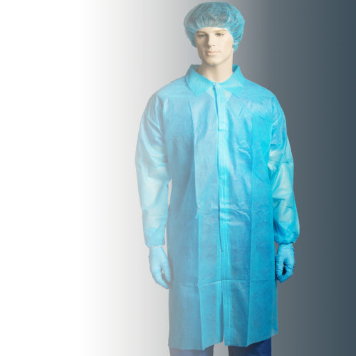 BP - PP LABCOAT BLUE N/POCKET/1X100  X L