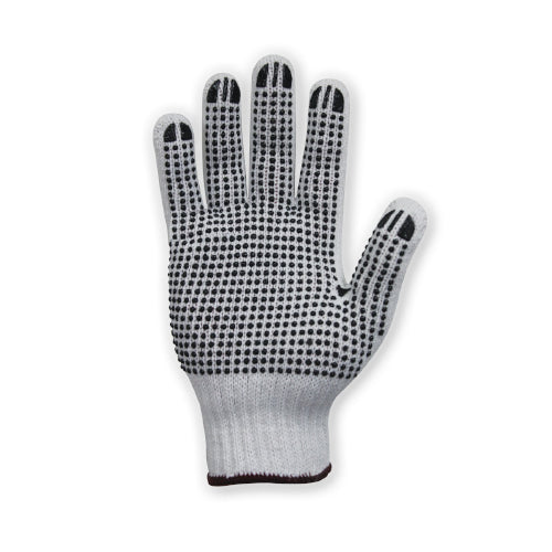 BP - POLYCOTTON GLOVES W/BLK DOTS-M-12PR
