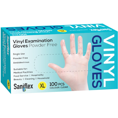 SF - VINYL DISPOSABLE GLOVES CLEAR XLARG