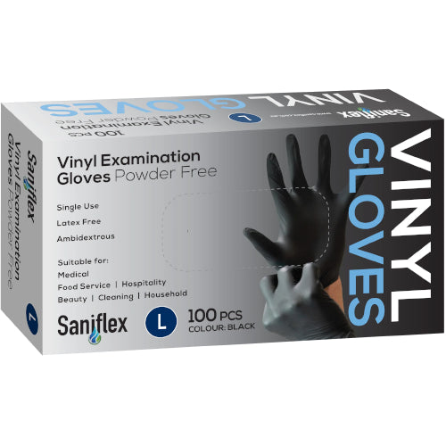 SF - VINYL DISPOSABLE GLOVES BLACK LARGE