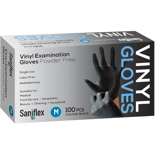 SF - VINYL DISPOSABLE GLOVES BLACK MEDIU