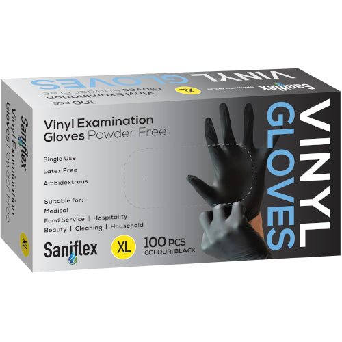 SF - VINYL DISPOSABLE GLOVES BLACK XLARG